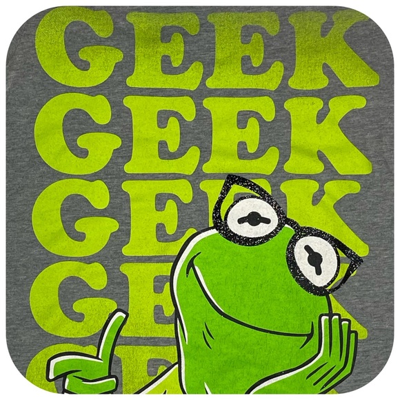 The Muppets Green & Grey Kermit the Frog Geek Short Sleeve Tee Shirt - Picture 4 of 6